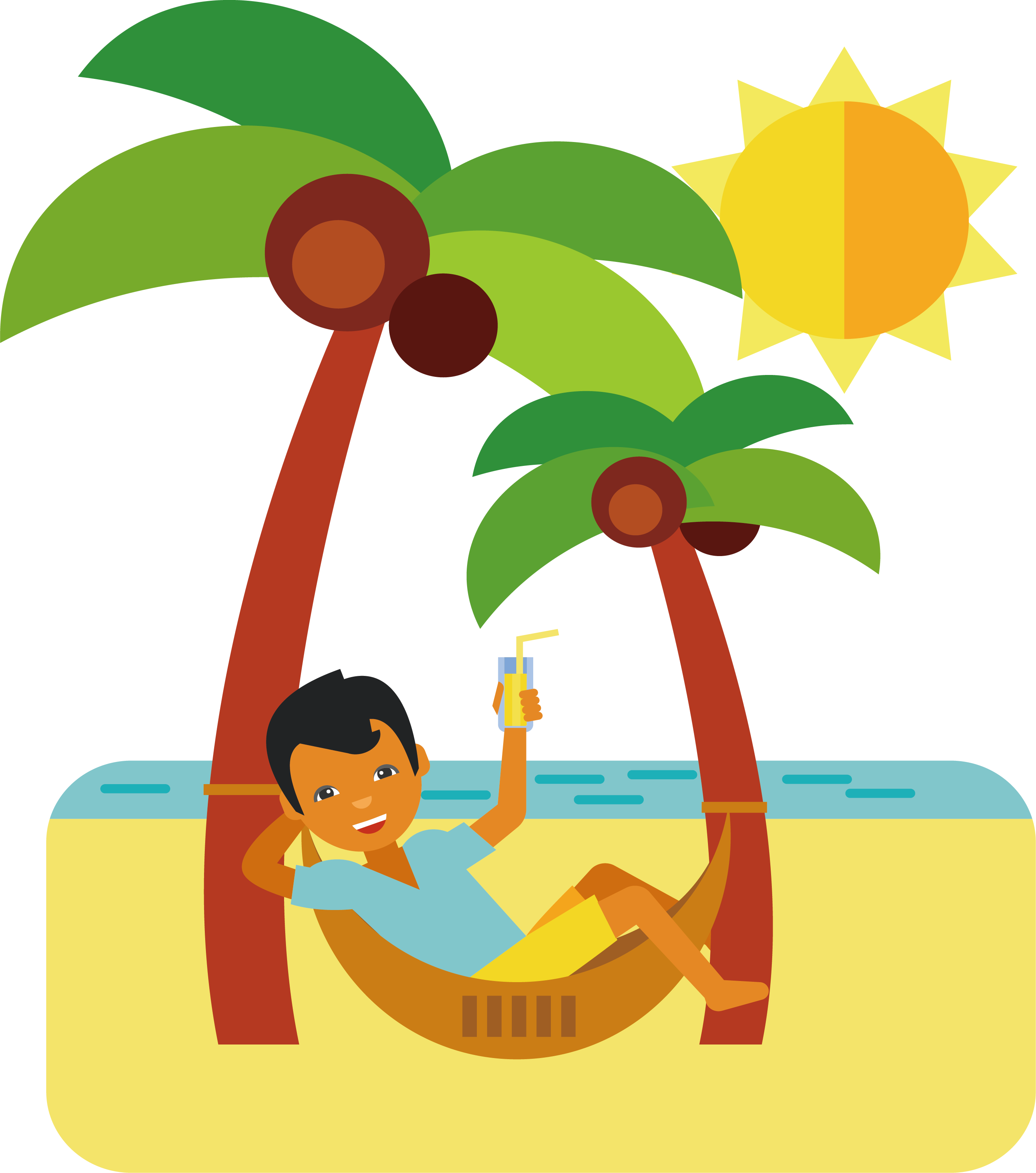 Download Vector Stock Cartoon Clip Art Vacation Time Transprent - Beach  Vacation Cartoon PNG Image with No Background 