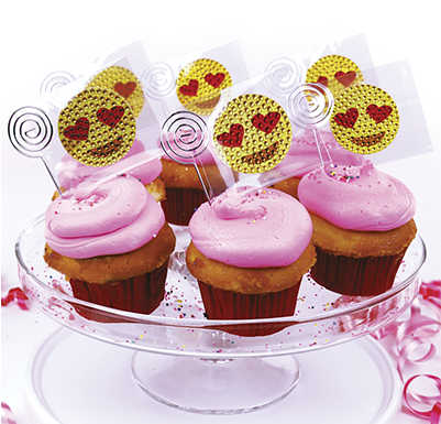 Heart Eye Emojis 6pack Cupcake Party Favor Rhinestone - Sticker (400x400), Png Download