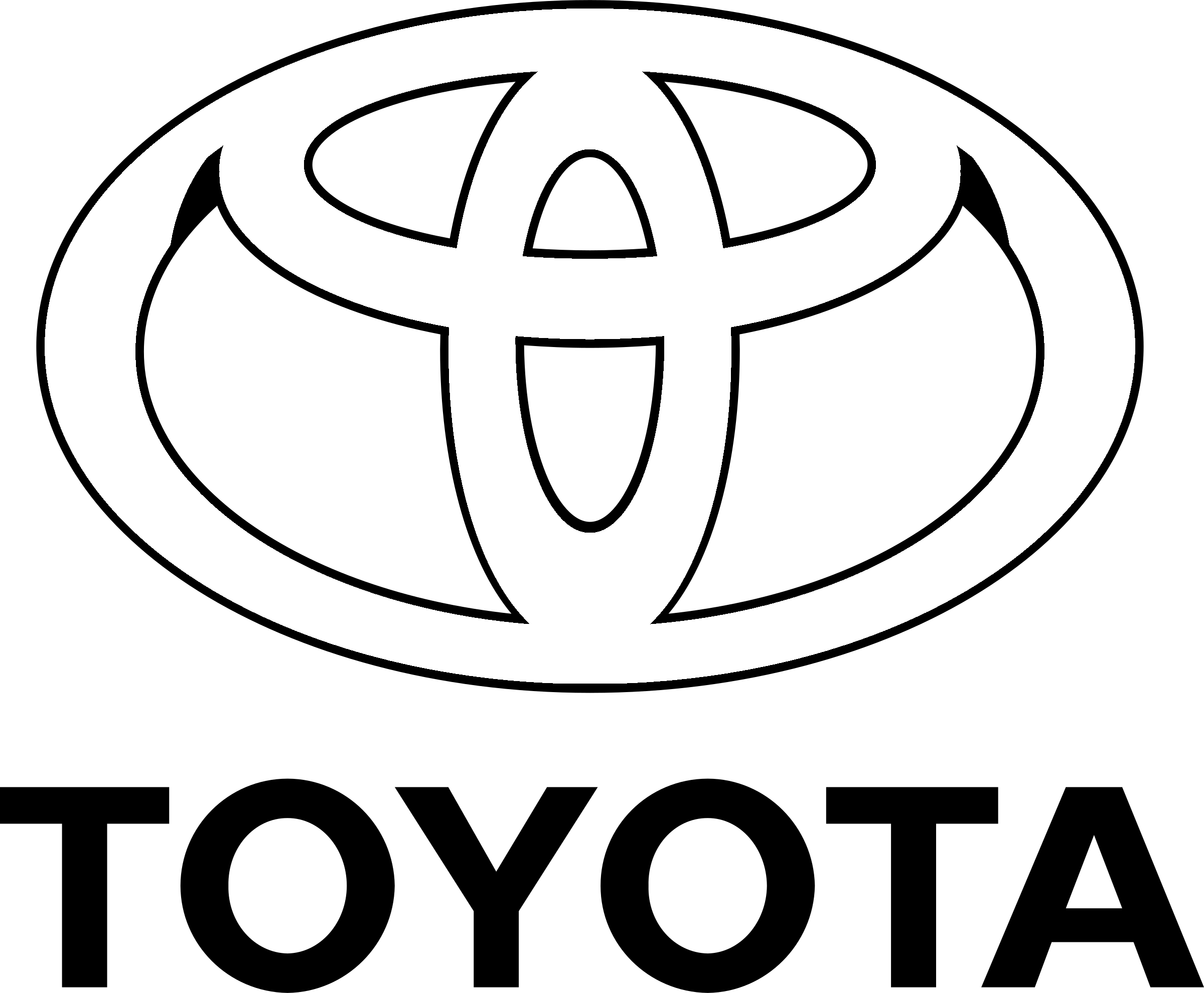 Toyota Logo Black And White - Toyota Logo White Png (2400x1980), Png Download