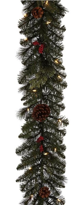 Pin By Kristi Van - Noma Preston Pre-lit Berries And Pinecones Garland (480x700), Png Download