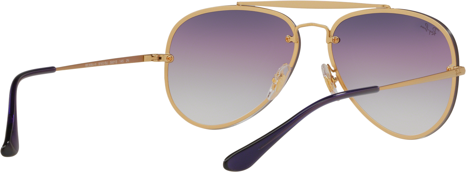 Sunglasses Ray Ban Aviator Blaze Gold Matte Rb3584n - Reflection (2000x1000), Png Download