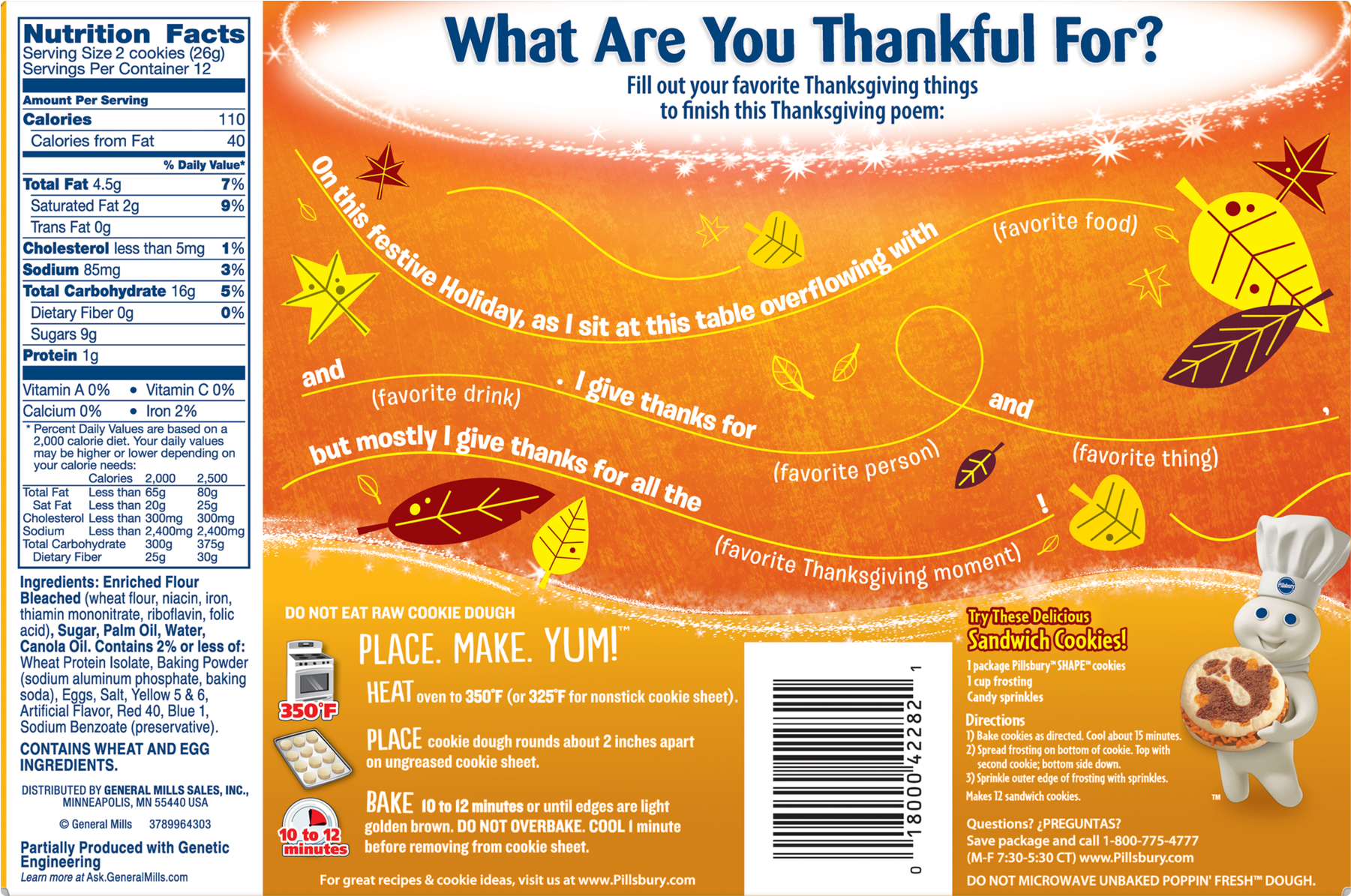 Pillsbury Ready To Bake! Cookies, Sugar, Thanksgiving (1800x1800), Png Download