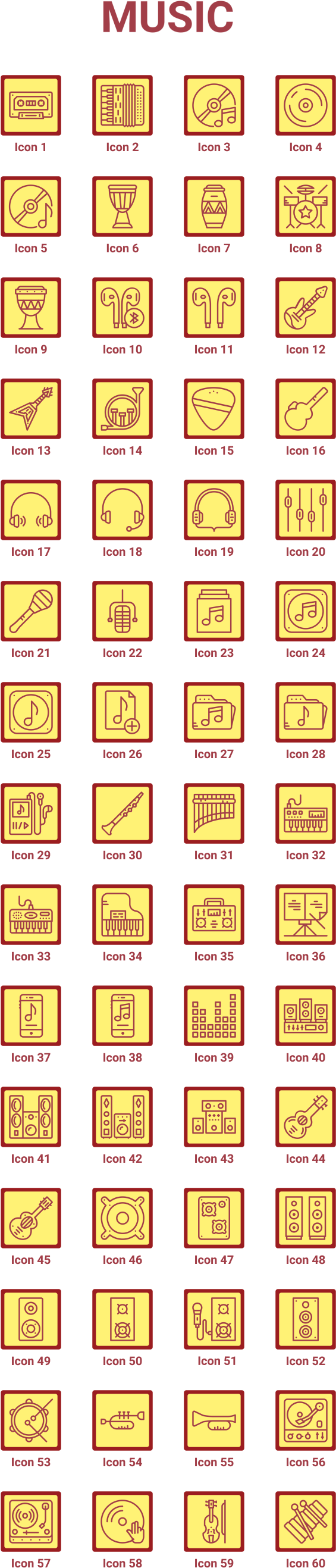 Music Icons And Elements After Effects Templates - Mosaic (615x2700), Png Download