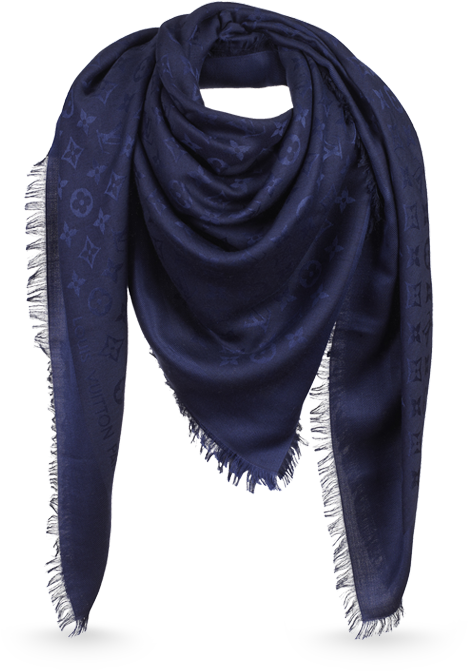 Monogram Shawl Via Louis Vuitton - Navy Blue Louis Vuitton Scarf (900x900), Png Download