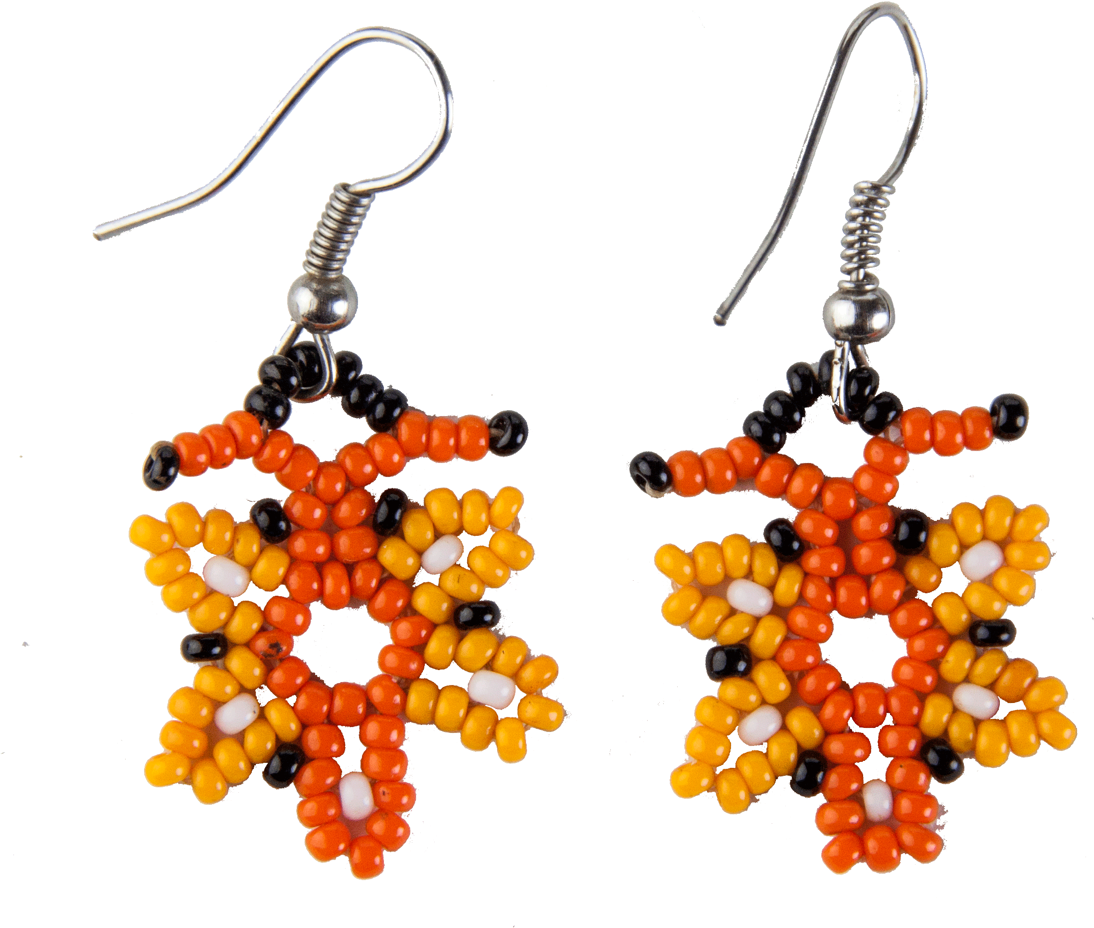 Aretes Chaquira Naranja-naranja - Aretes En Flores En Chaquira (2256x2028), Png Download