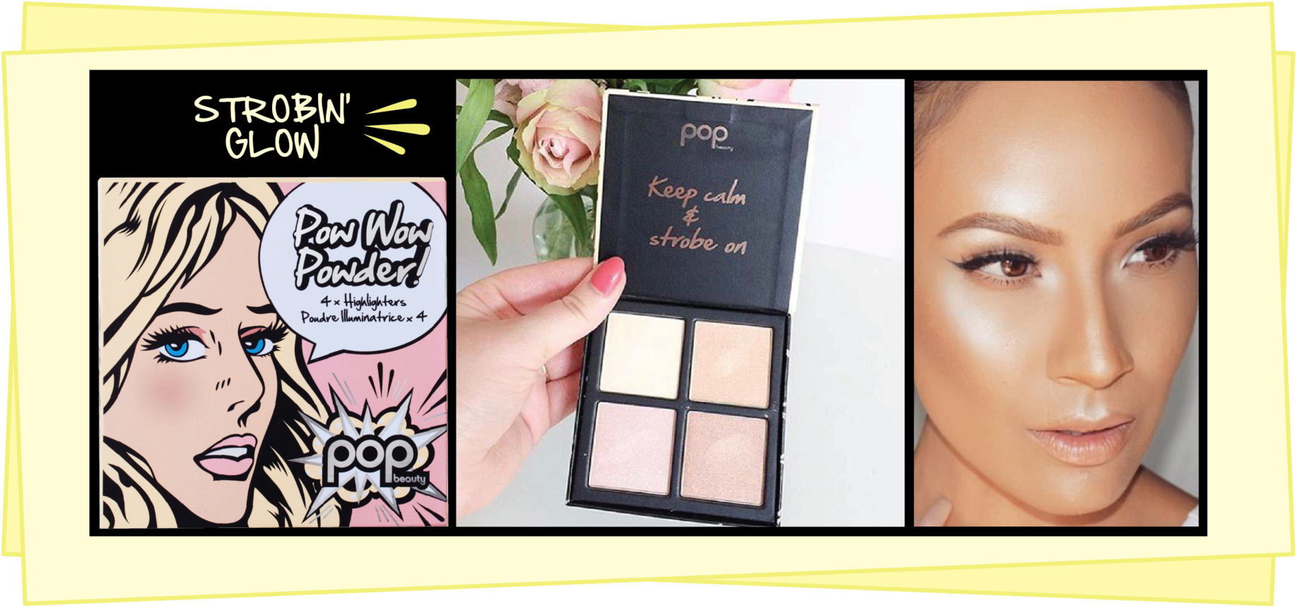 Strobing Palette From Pop Beauty - Pop Beauty Pow Wow Powder, Strobin' Glow, 0.12 Oz (2048x975), Png Download