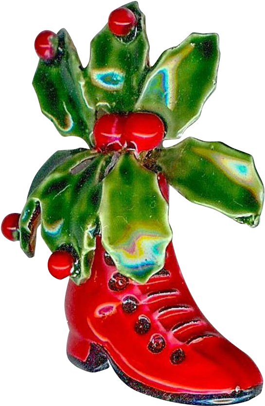 Charming Robert Enamel Red Boot Holly Berries Xmas - Brooch (834x834), Png Download