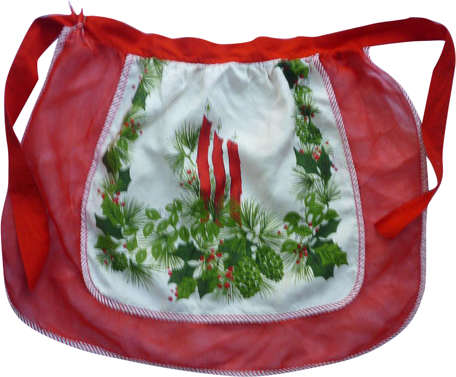 Holly And Candles Print And Sheer Red Vintage Christmas - Kitchen (903x903), Png Download