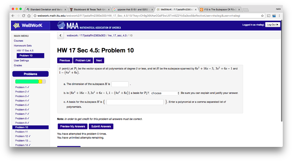 M Standard Deviation And Varian X 冒blackboard Texas - Webwork (1024x568), Png Download
