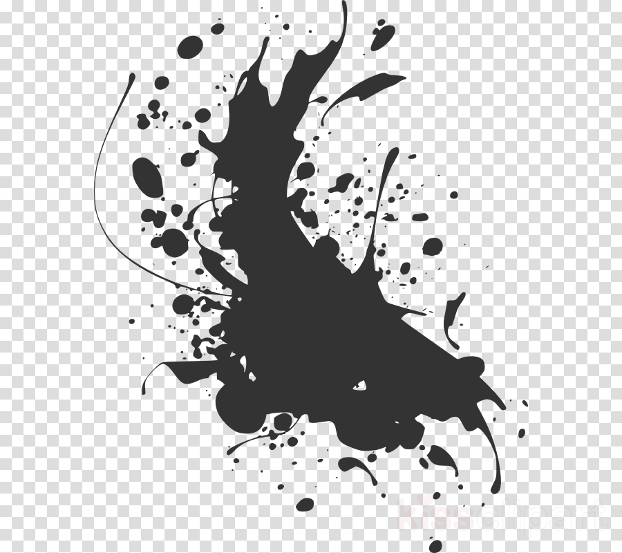 Download Paint Splatter Clipart Watercolor Painting - Black Paint Splatter Png (900x800), Png Download