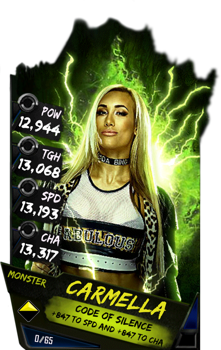 Carmella S4 17 Monster - Wwe Supercard Monster Cards (733x1158), Png Download