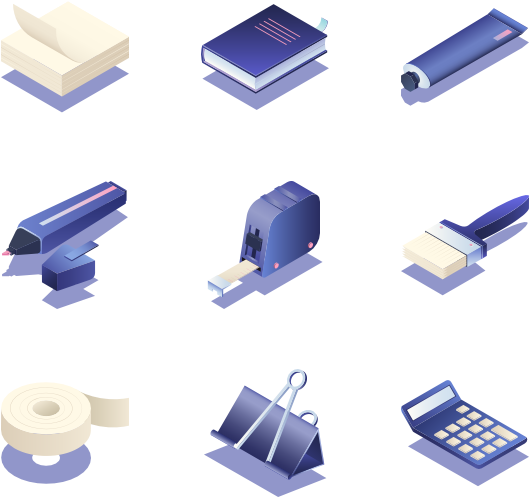 Stationery Isometric - Stationery (600x564), Png Download