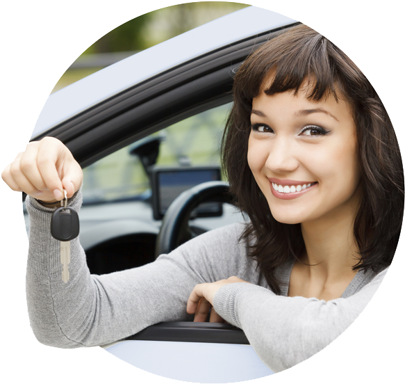 About Us - Girl In A Car Png (600x573), Png Download