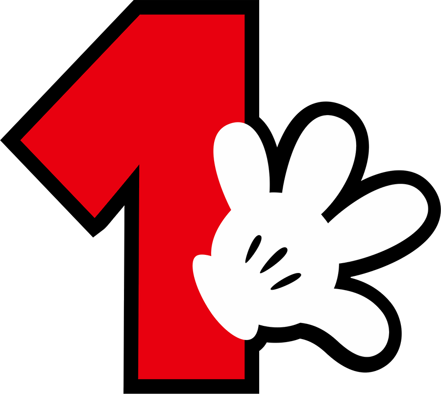Download Clip Art Mickey 1 Png - Mickey Mouse Number 1 Png PNG Image