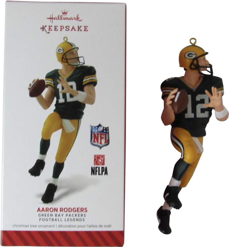 Hallmark Keepsake Aaron Rodgers Green Bay Packers Football - Hallmark Ornaments Green Bay Packers (865x865), Png Download