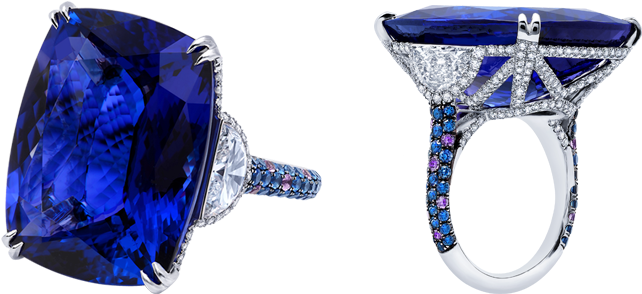 Cushion Cut Tanzanite, - 20ct Cocktail Party Ring Inspired 925 Sterling Silver (960x500), Png Download
