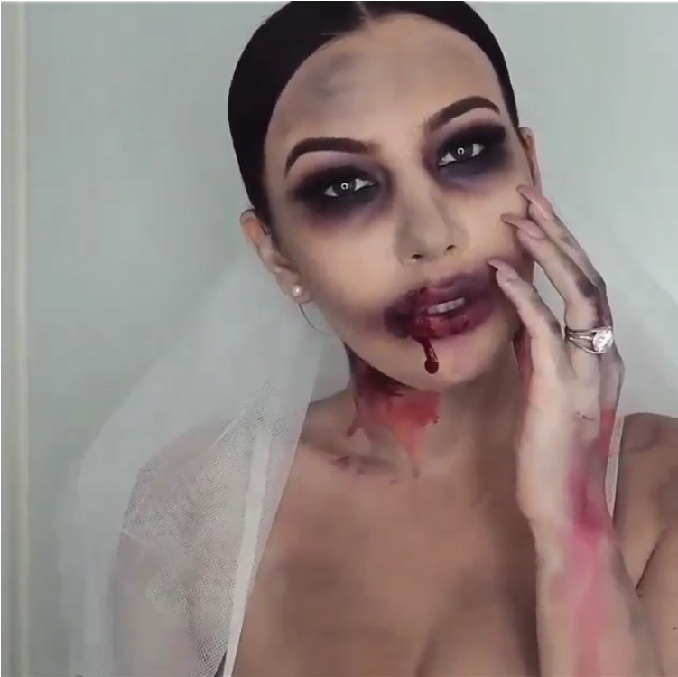Girl Zombies Makeup - Dead Bride Halloween Makeup (750x1334), Png Download