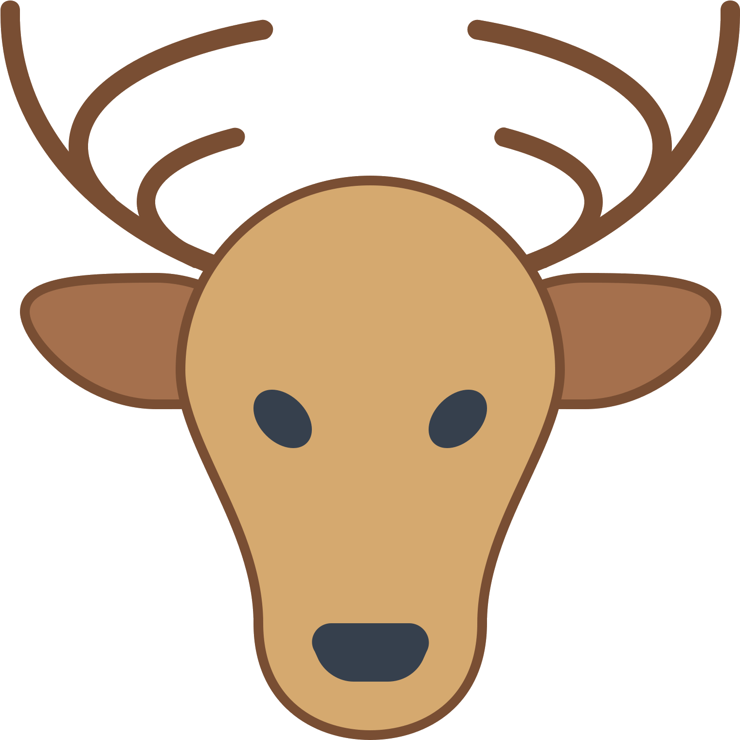 The Skull Profile Of A Deer, Facing Foward - Cartoon (1600x1600), Png Download