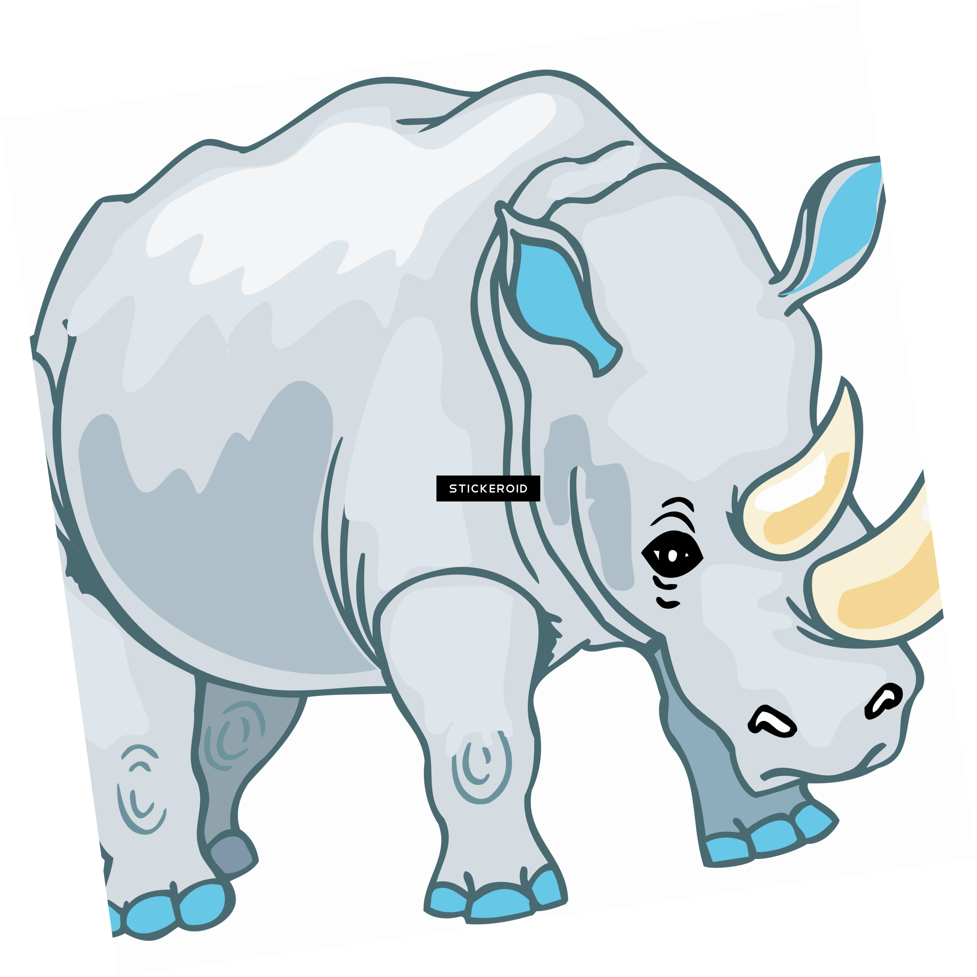 Rhino Cartoon - White Rhinoceros (3387x3388), Png Download
