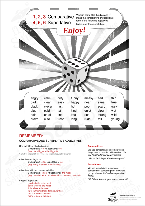 Comparative Superlative Adjectives Game Flyingsaucer - Comparative (726x949), Png Download