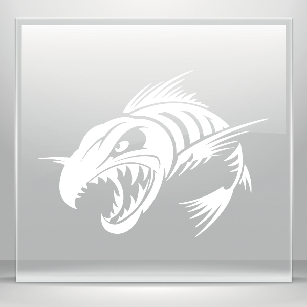 Simple Color Vinyl Aggressive Fish Skeleton - Vinyl Stickers Decals Vinyl Skeleton Fish Bones Truck (600x600), Png Download