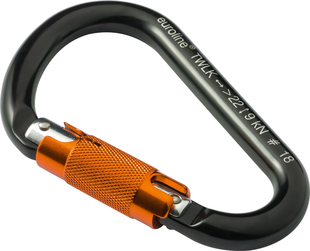 Tx Carabiner Twistlock Alu Hms Black/orange - Black And Orange Carabiner (625x505), Png Download