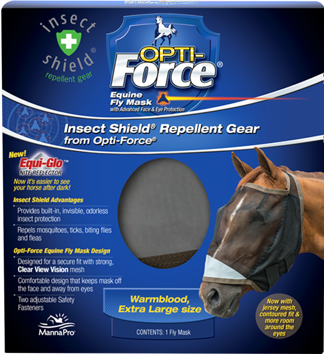 Optiforce Mask Xl - Manna Pro Insect Shield Opti-force Fly Mask X-large (819x865), Png Download