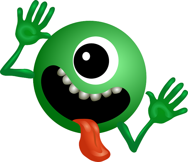 Alien, Green, Smiley, Monster, Cartoon, Character, - Galaxy Don T Panic (640x552), Png Download