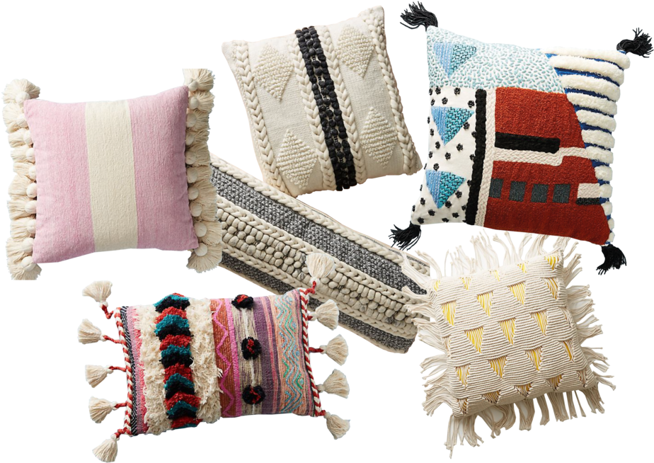 Anthro Pillows - Red Motif Pillows By Anthropologie, Embroidered Rami (1000x707), Png Download