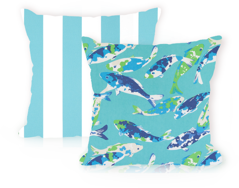 Pillows - P Kaufmann Odl Koi 001 Turquoise Fabric (938x740), Png Download