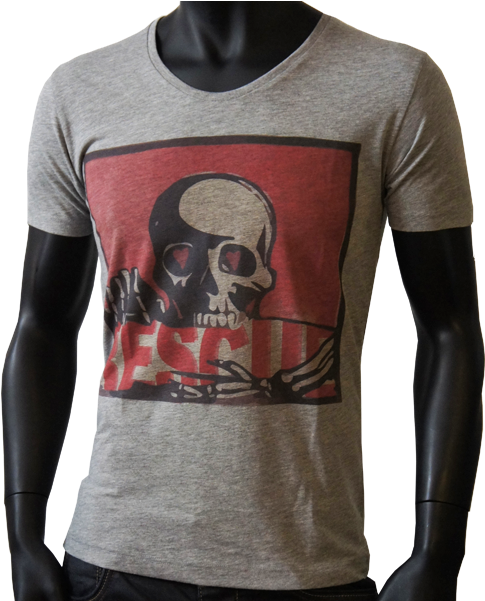 T-shirt Gris Chine - Long-sleeved T-shirt (600x600), Png Download