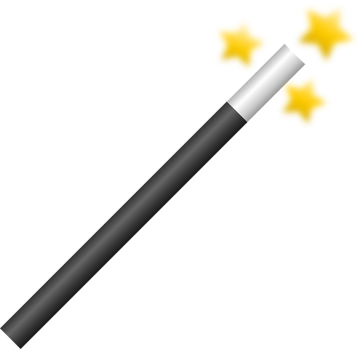 Wand, Wizard, Magic, Stars, Yellow, Witchcraft - Magic Wand Blank Background (744x720), Png Download