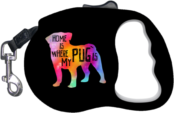Home Is Where My Pug Is Retractable Dog Leash - Leash (600x600), Png Download