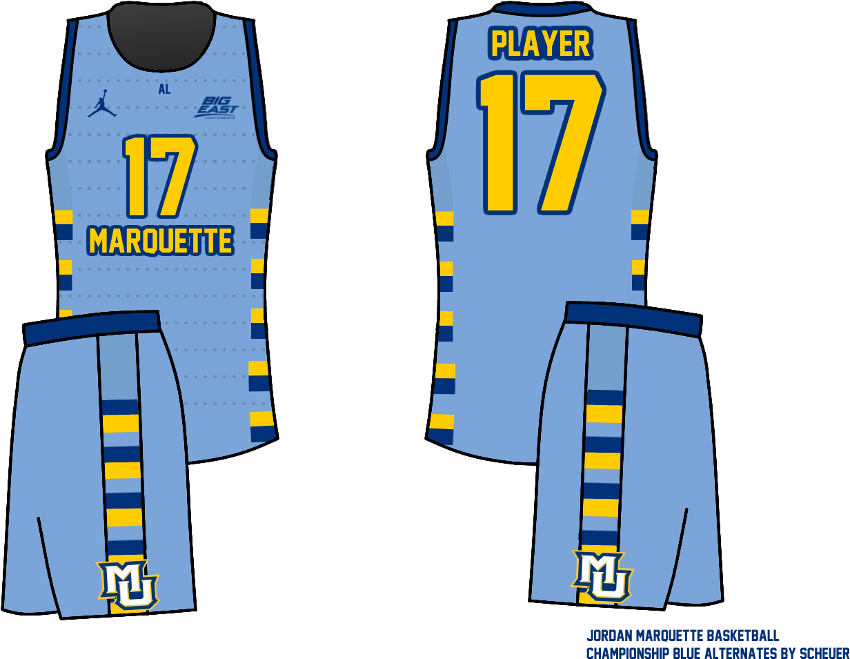 These Uniforms Use The Same Template As The Other Two - Marquette Jerseys (1369x1024), Png Download