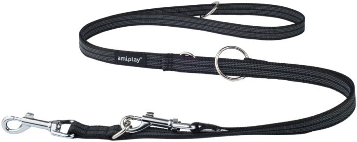 Amiplay Leash Adjustable 6 In 1 Rubber Black S-m - Rope Leashes Ami Play Leash Adjustable 6 (800x800), Png Download
