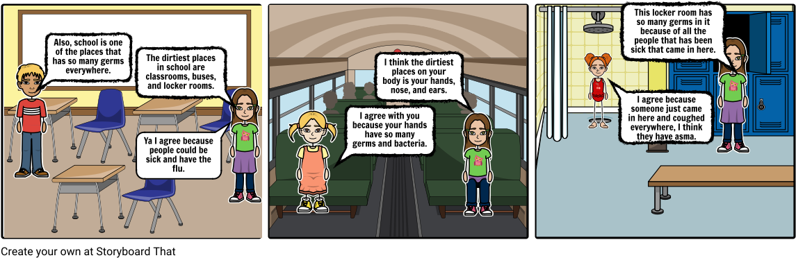 School Germs - Cartoon (1164x385), Png Download