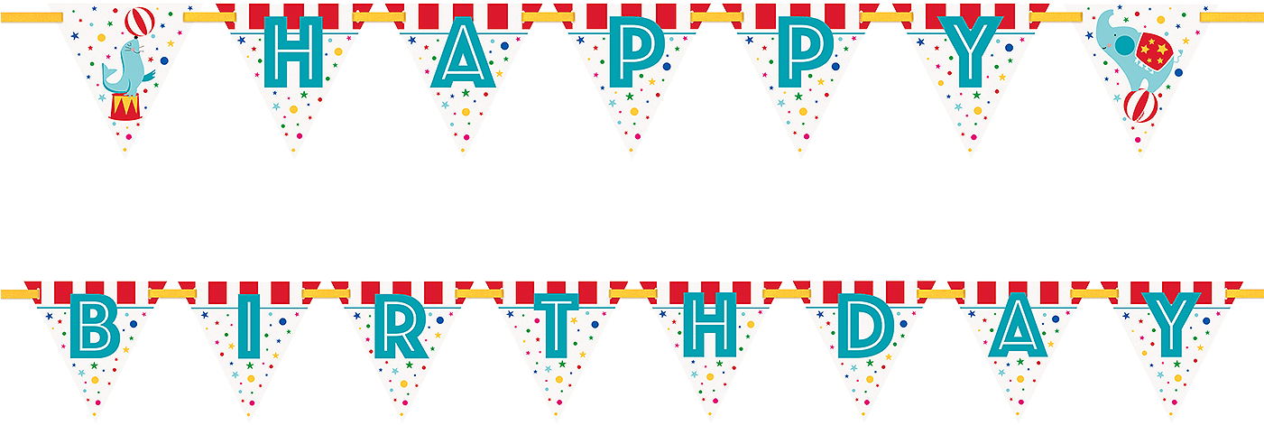 Circus Carnival Happy Birthday Banner - Birthday (1400x1400), Png Download