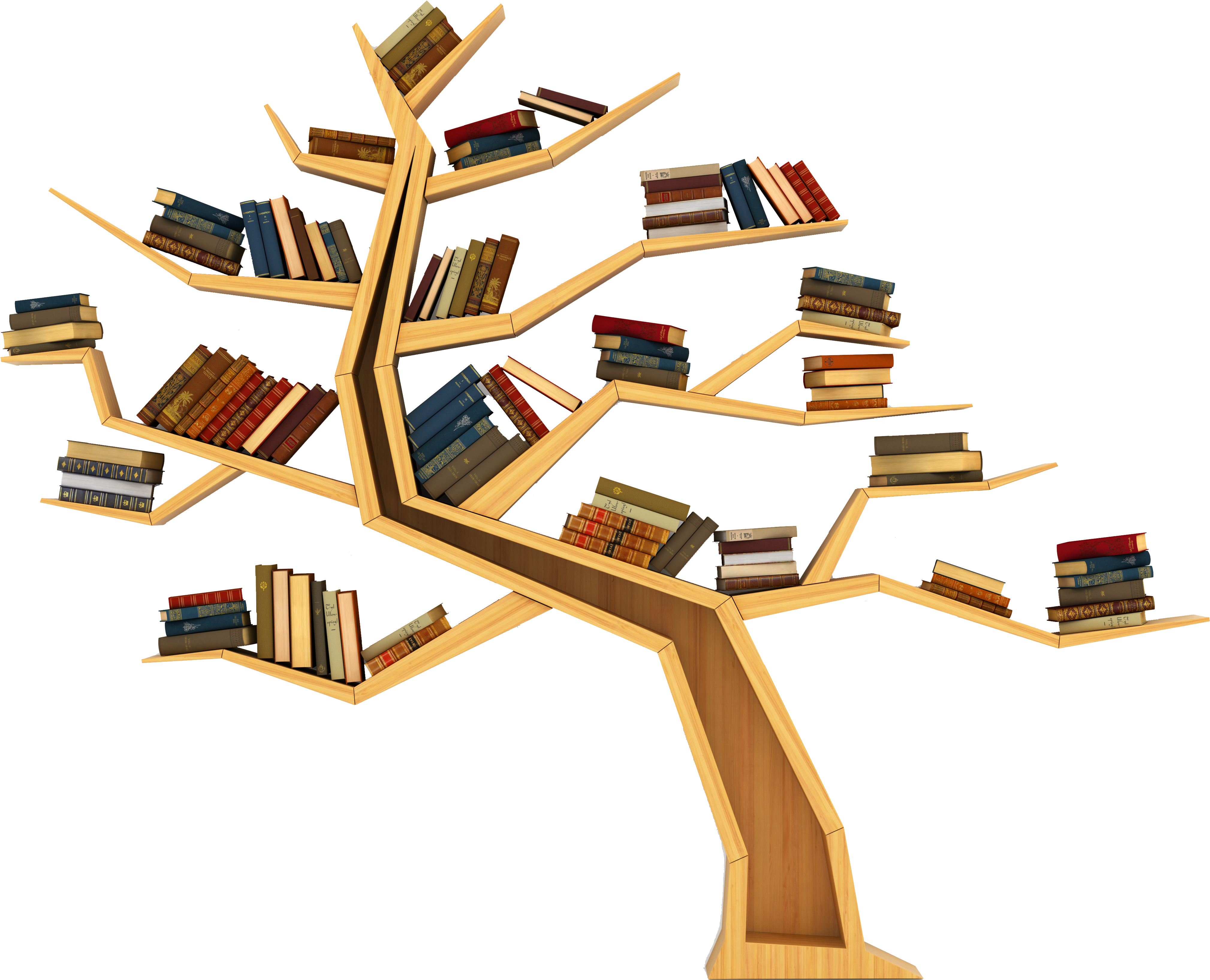 Bookcase Tree Transprent Png Free - Tree Bookshelf (4348x3528), Png Download
