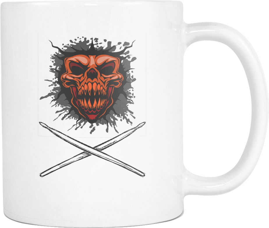 Skull And Drumsticks - Mug (1024x1024), Png Download