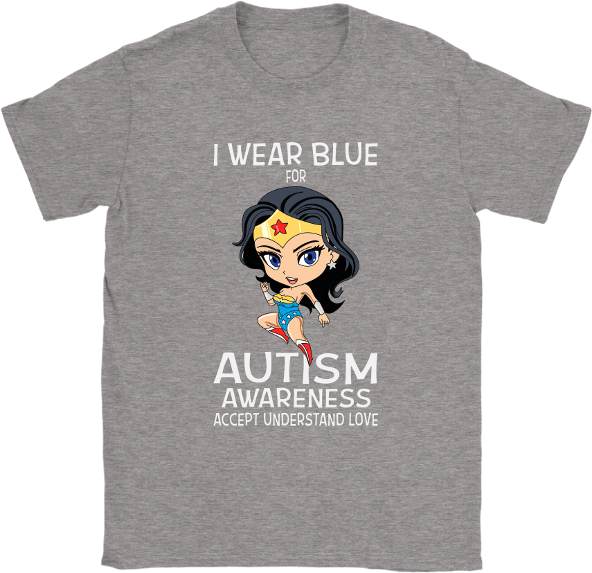 I Wear Blue For Autism Awareness Wonder Woman Shirts - 2018 Stanley Cup Champs (1024x1024), Png Download