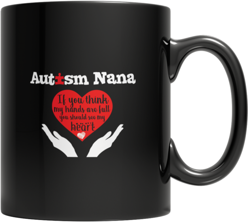 Autism Nana 11 Oz Black Ceramic Mug - Nwo Mug (580x580), Png Download
