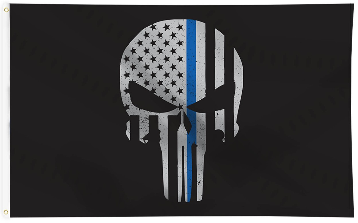 Thin Blue Line Punisher Flag - Blue Line Flag Background (1920x1080), Png Download