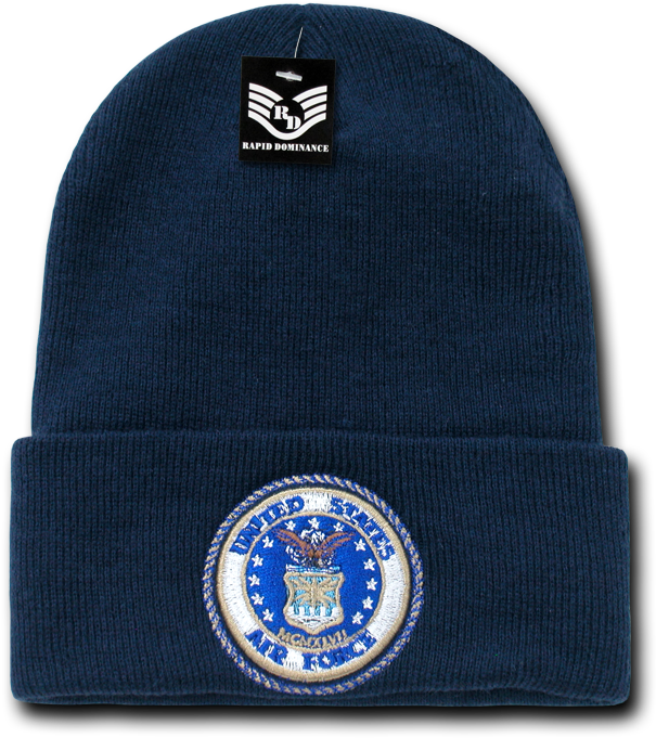 Air Force Logo Beanie Cap - Classic Military Long Cuff Beanie Ski Cap Navy Blue (700x700), Png Download