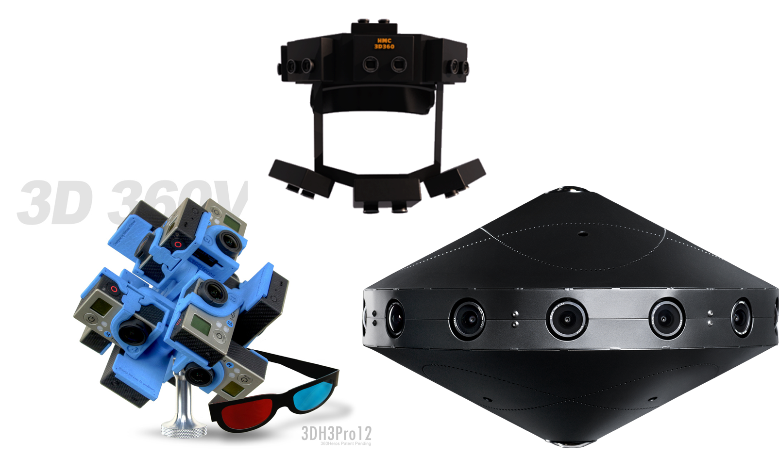 Stereo Cam - 360heros 3dpro12 | 3d Full Spherical 360 Video Gear (1773x939), Png Download