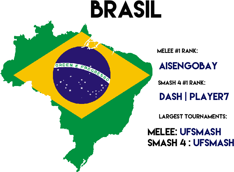 Top 3 Melee, Top 3 Smash 4, Largest Tournaments - Brazil Flag Shaped As Brazil (800x600), Png Download