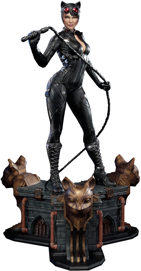 Arkham Knight - Batman Arkham Knight Catwoman Statue (480x923), Png Download