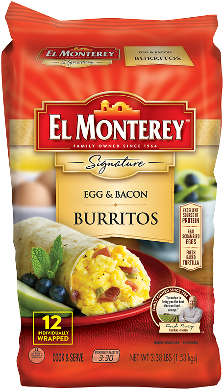 Scrambled Egg & Bacon Frozen Breakfast Burritos - El Monte Breakfast Burritos (600x985), Png Download