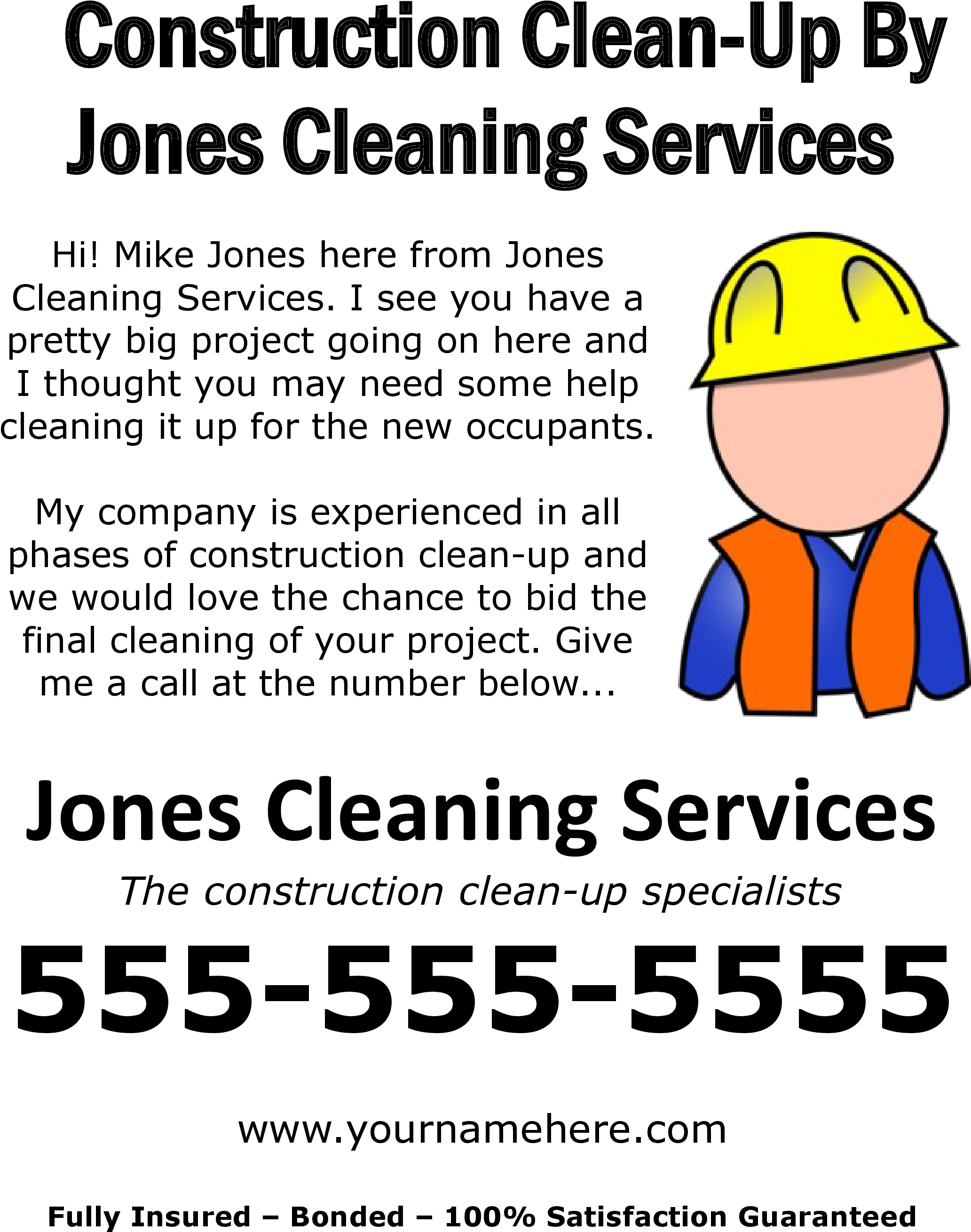 Construction Clean Up Flyer - Construction (2550x3300), Png Download