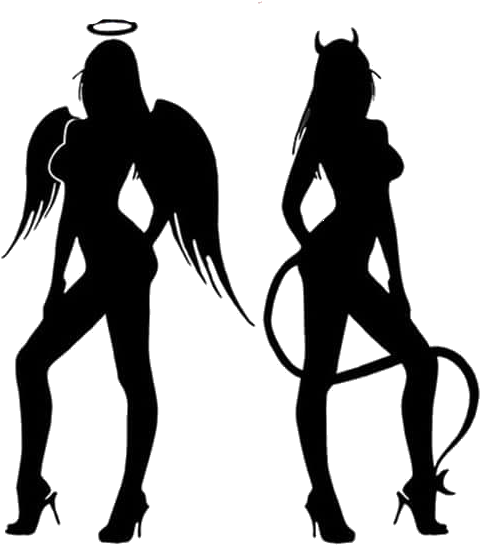 Devil And Angel Silhouette (556x566), Png Download