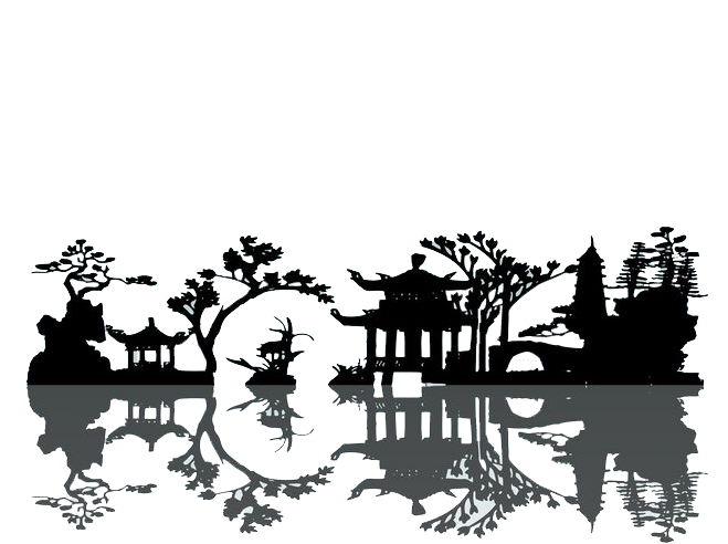 China Silhouette Landscape Painting - Chinese Silhouette (658x513), Png Download